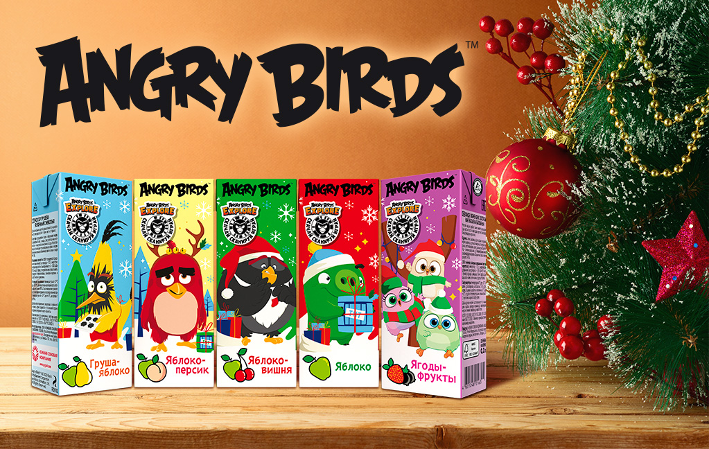 Новогодний дизайн детской линейки нектаров Angry Birds